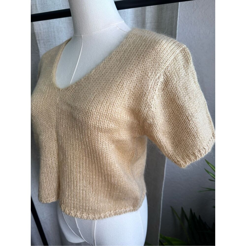 Vintage Cape Isle Knitters Mohair Wool Soft Knit Sweater Short Sleeve 90’s NWT - Picture 2 of 7